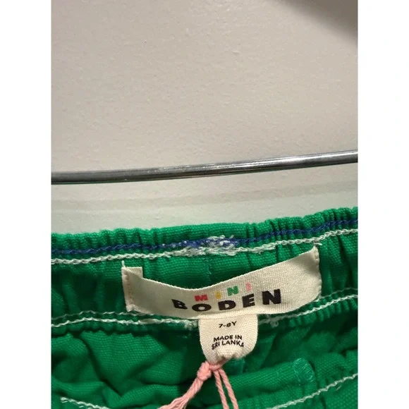 Mini Boden Boys Green Canvas Shorts Elastic Waist Drawstring NWT Size 7-8Y - Picture 3 of 3